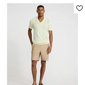 NWT Mens Sz L Express Open Knit Zig Zag Polo Sweater Shirt 100% Cotton